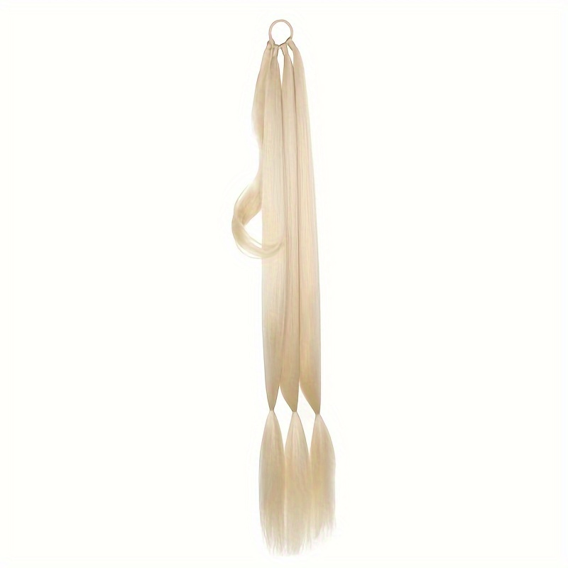 76cm Y2K Straight Braided Ponytail Extensions Rubber Band Synthetic Hair