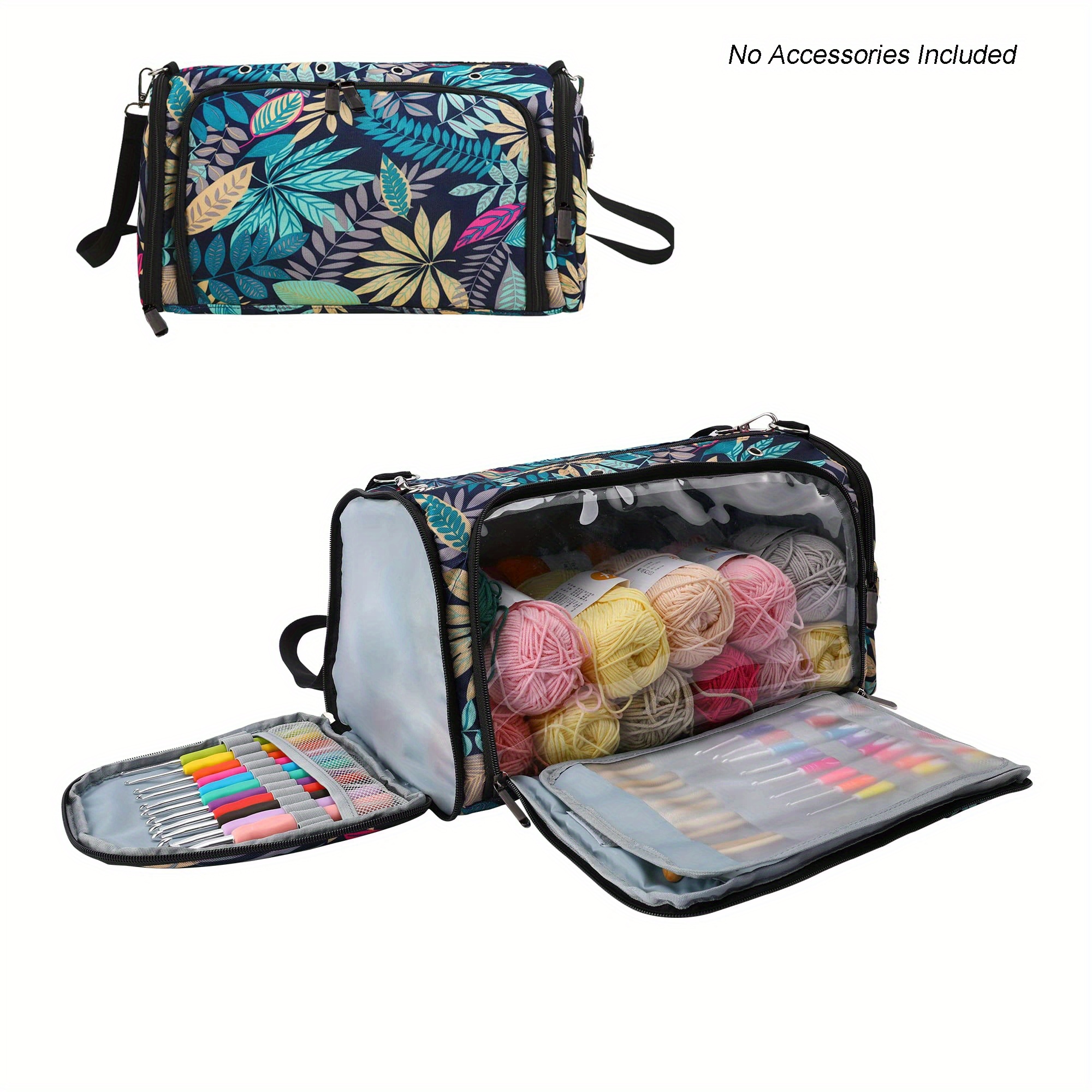 Sesaver Large Capacity Yarn Storage Bag with Multi-Pockets Barrel-Shaped Knitting Storage Bag Portable Yarn Knitting Organizer B