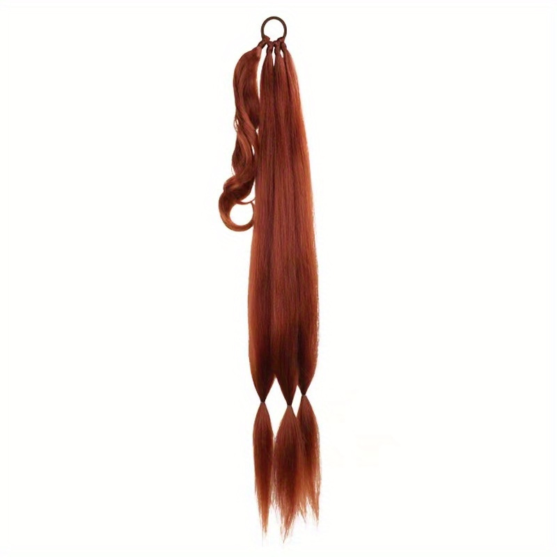 76cm Y2K Straight Braided Ponytail Extensions Rubber Band Synthetic Hair