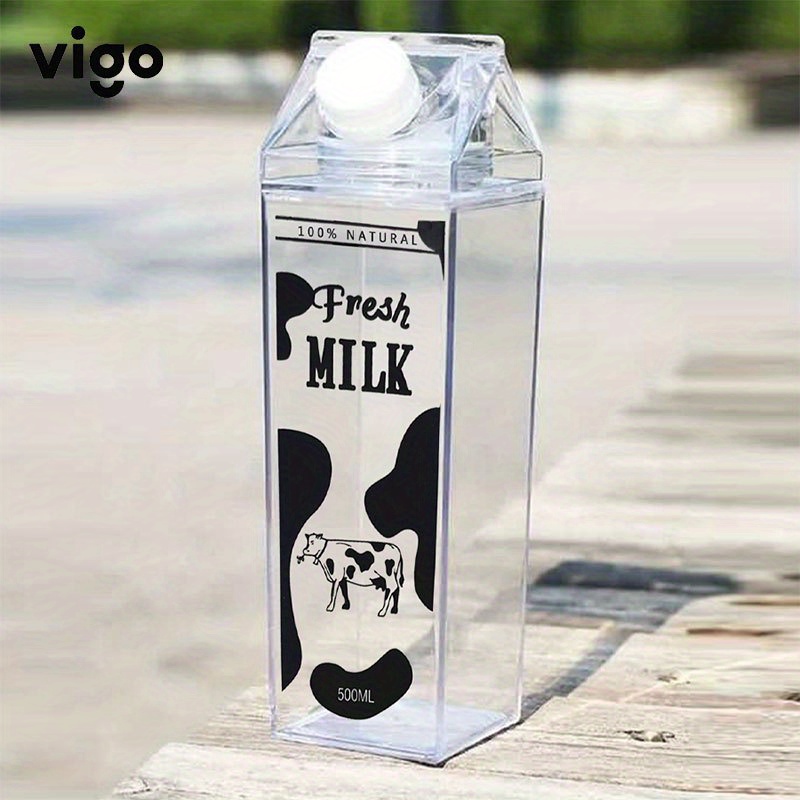 Acrylic Milk Carton Water Bottle , Clear Milk Carton, Kawaii Water Bottle,  Plastic Square Aesthetic Milk Box, Cute Water Bottle