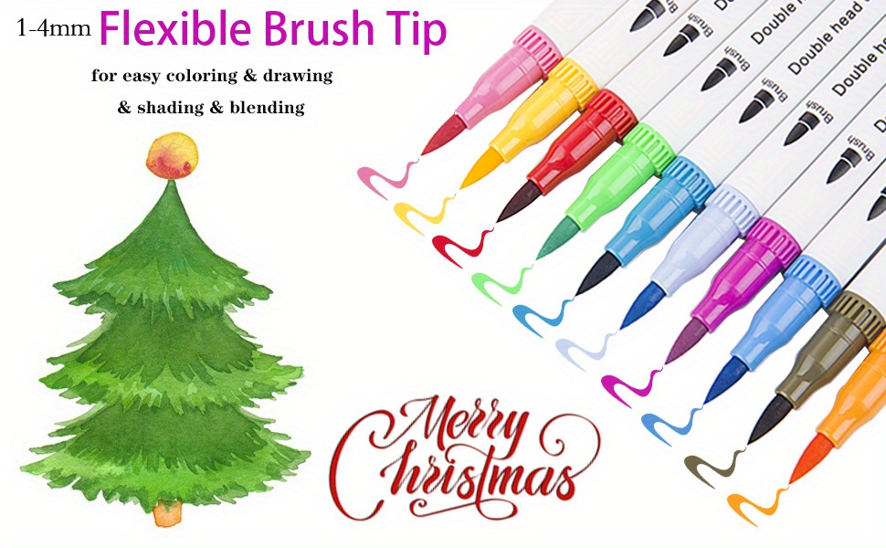 OBOSOE Dual Tip Brush Pens 48 Colours Felt Tip Pen Colouring Pens for Adult  Colouring Books Brush Pens ,Felt Tip Pens 