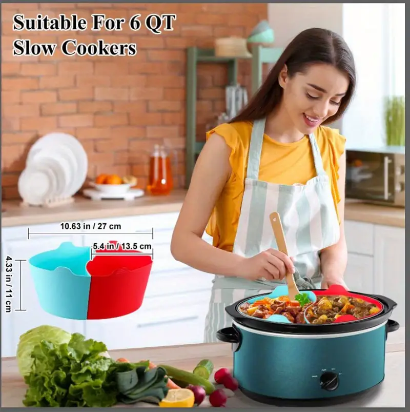 Silicone Slow Cooker Liner Compatible With Crock Pot, Slow Cooker Liner  Compatible With Crock Pot 6 Qt, Suitable For 6-quart Oval Slow Cookers,  Reusable Silicone Resin Slow Cooker Liner, Dishwasher Safe, Bpa-free