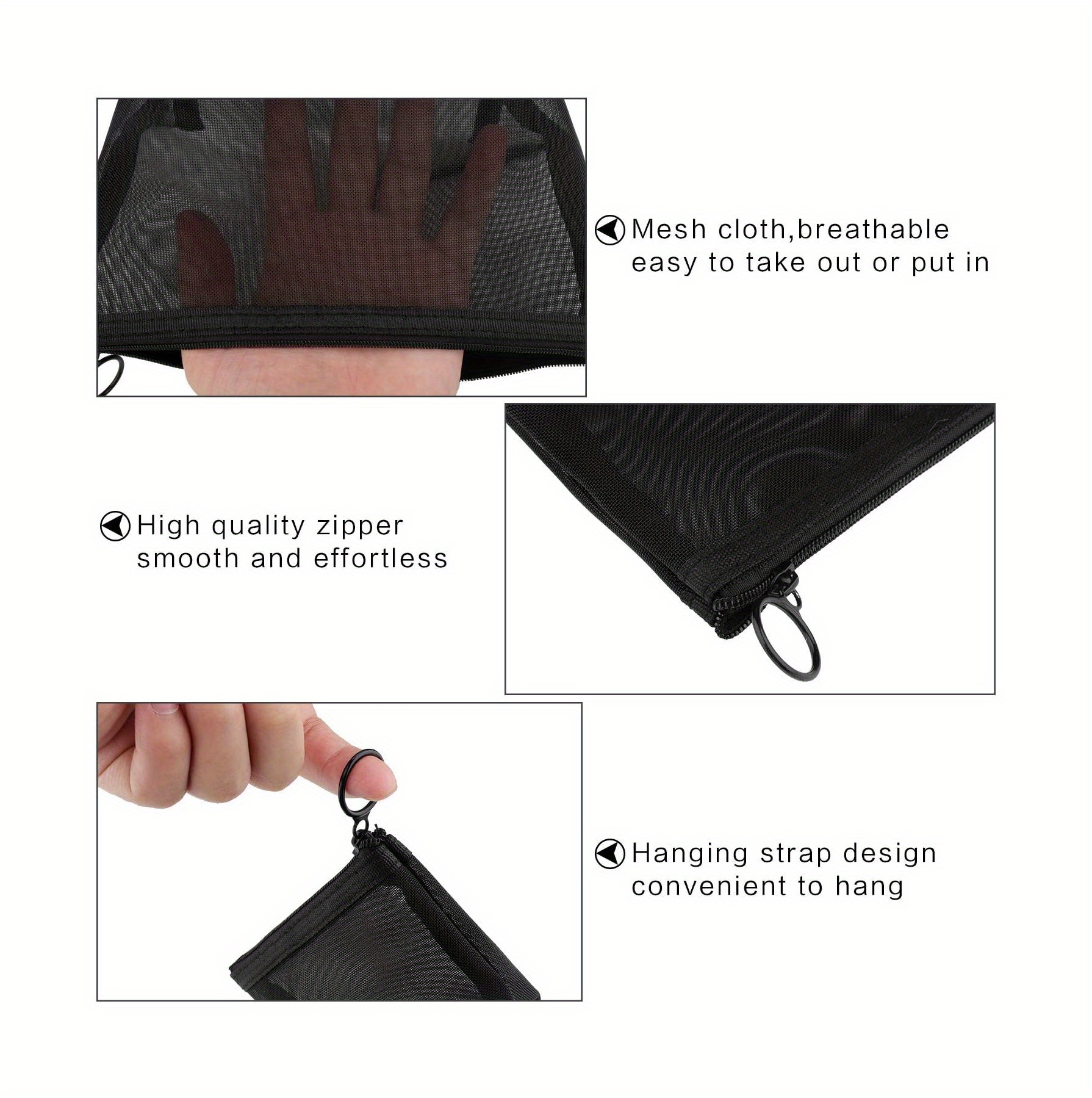 1pc/3pcs Mesh Cosmetic Bag, Portable Travel Storage Bag, Casual Zipper Travel Accessories