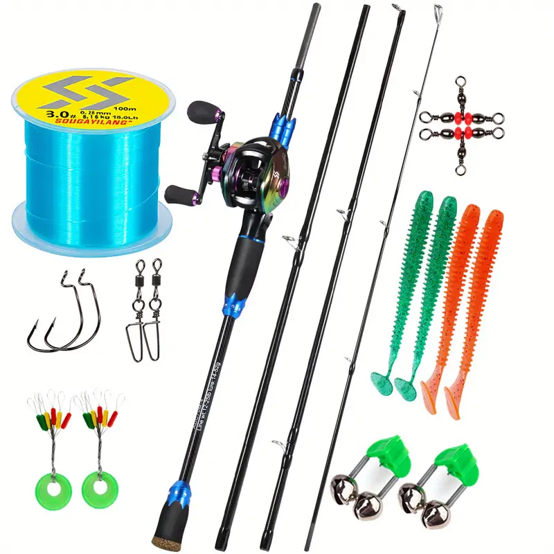Baitcasting Fishing Rod Reel Combos Portable Fishing Pole - Temu
