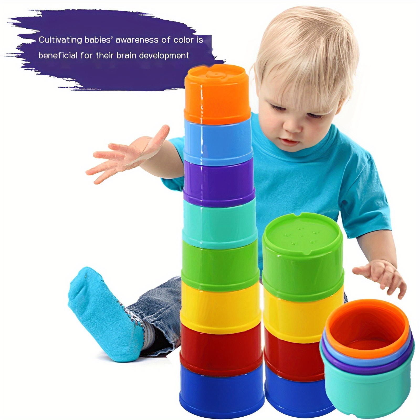 Baby Stacking Cups Toys For One Year Old Development Game Learn Colors Fun  Play