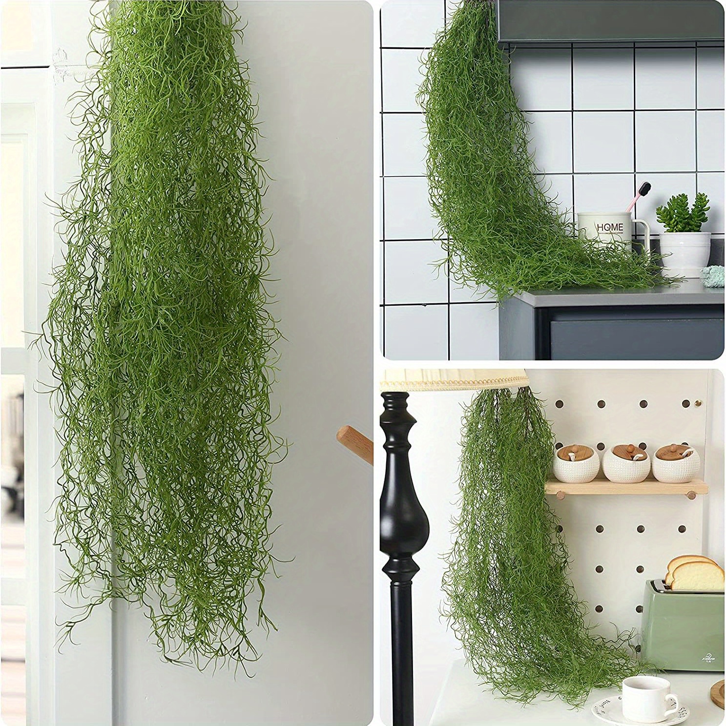 3-Pack Fake Spanish Moss, Artificial Moss for Plants, Indoor