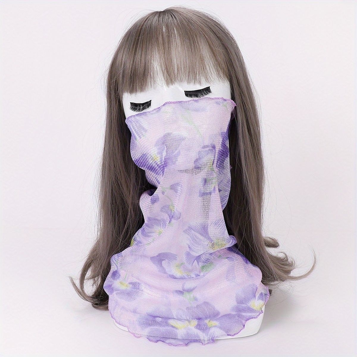 Ruffles Neck Gaiter Thin Veil Boho Gauze Mask Sunproof Dustproof