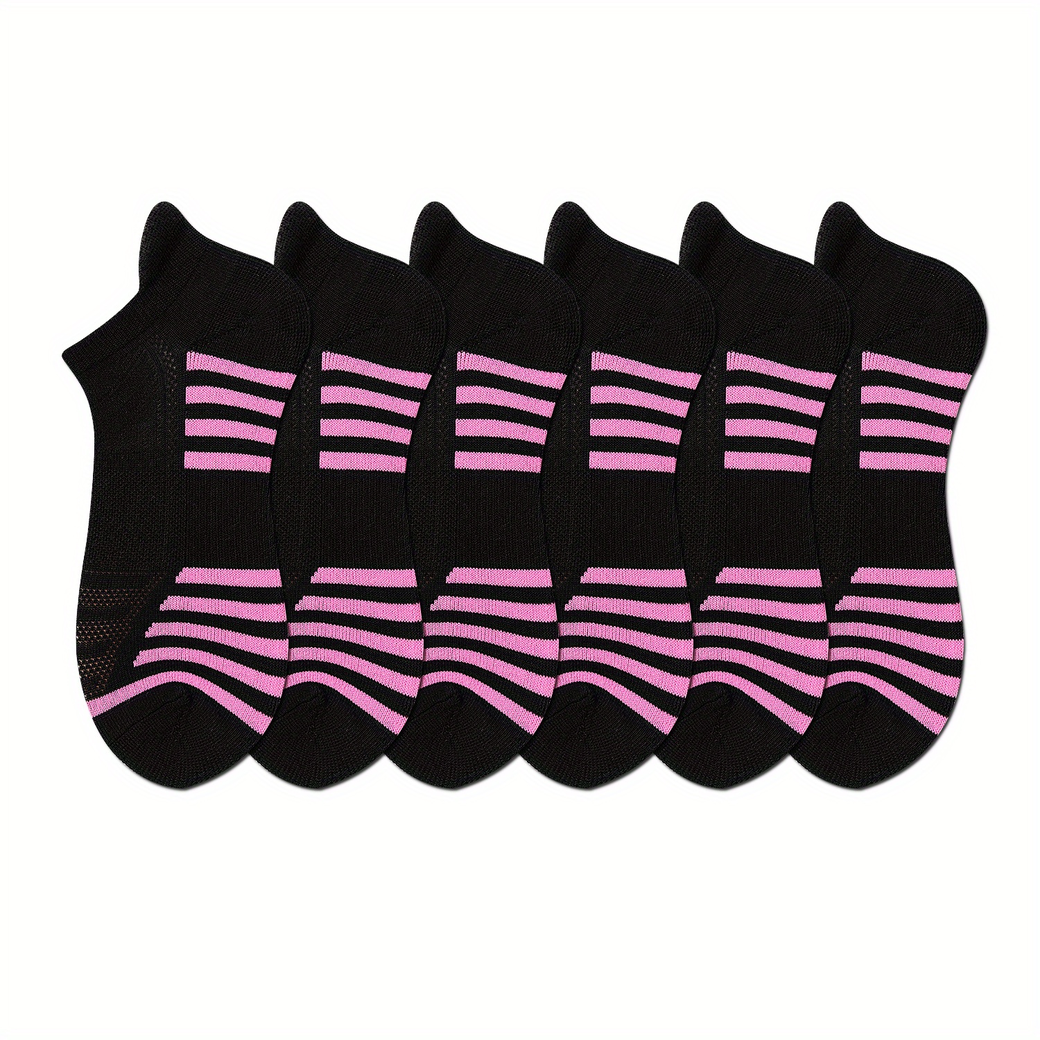 6 Pairs Women's Striped Short Socks Soft Lightweight Low Cut Sports Stocking