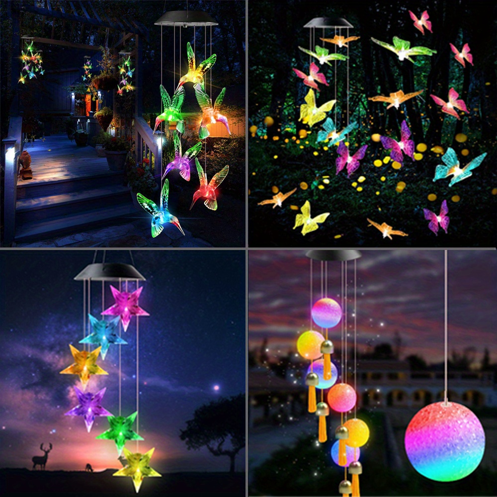 Solar Wind Chimes Hanging Light Crystal Ball Outdoor Light - Temu