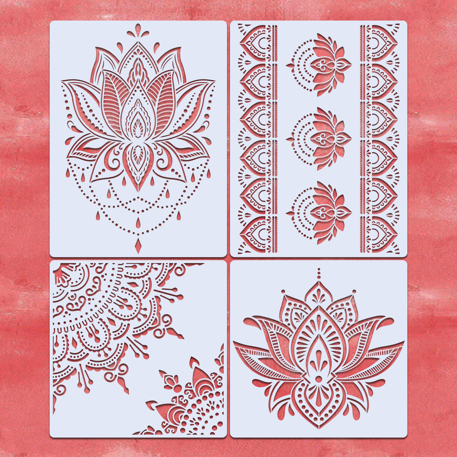 9 Pack12x12 Inch Large Mandala Stencils Reusable Stencils Laser Cut  Painting Template for Floor Wall Tile 