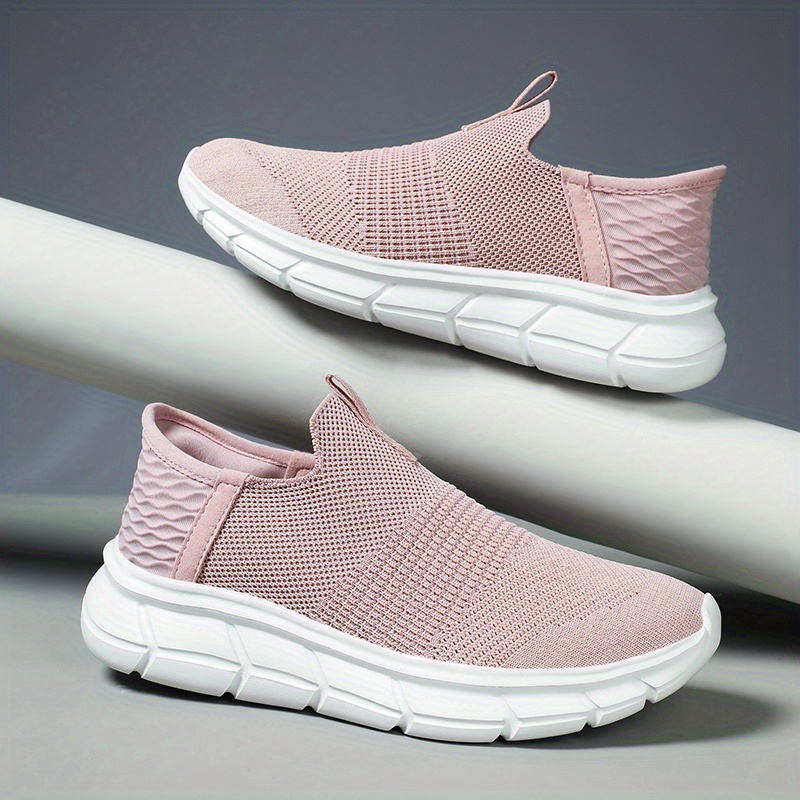Women's Flying Woven Tennis Shoes Breathable Slip On Mesh Sneakers ...