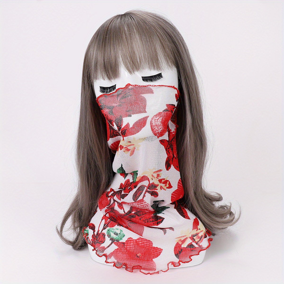 Ruffles Neck Gaiter Thin Veil Boho Gauze Mask Sunproof Dustproof