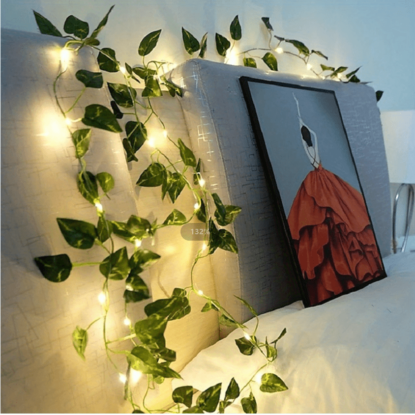 Guirlande lumineuse solaire style feuilles de vignes - Comptoir des Lampes