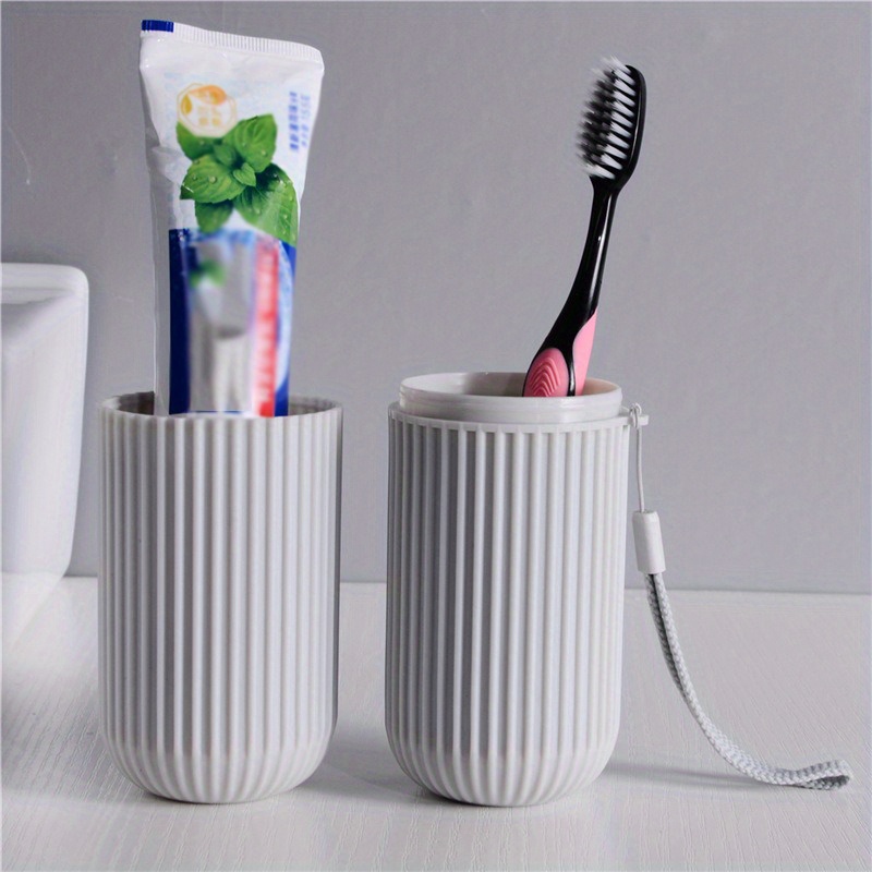  UCEC Estuche de viaje para cepillo de dientes, estuche portátil  para cepillo de dientes para camping, viajes, hogar, escuela, negocios,  baño, paquete de 2 (gris, blanco) : Salud y Hogar