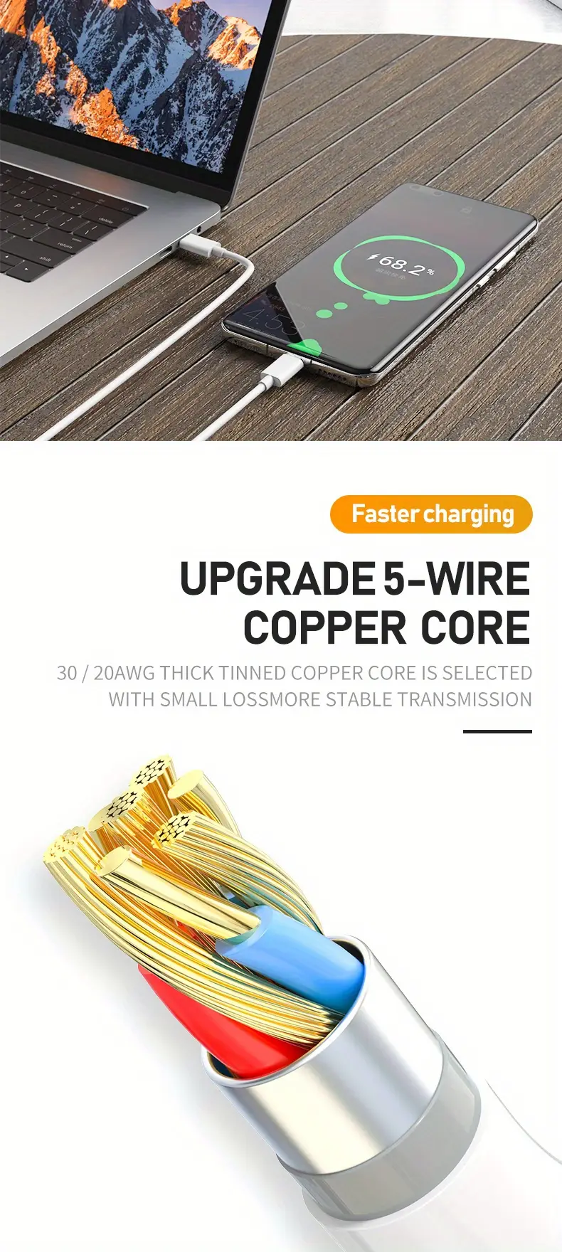 100w fast charging usb c to c cable is suitable for samsung xiaomi refmi macbook pro ipad pro and iphone charger c cable details 4