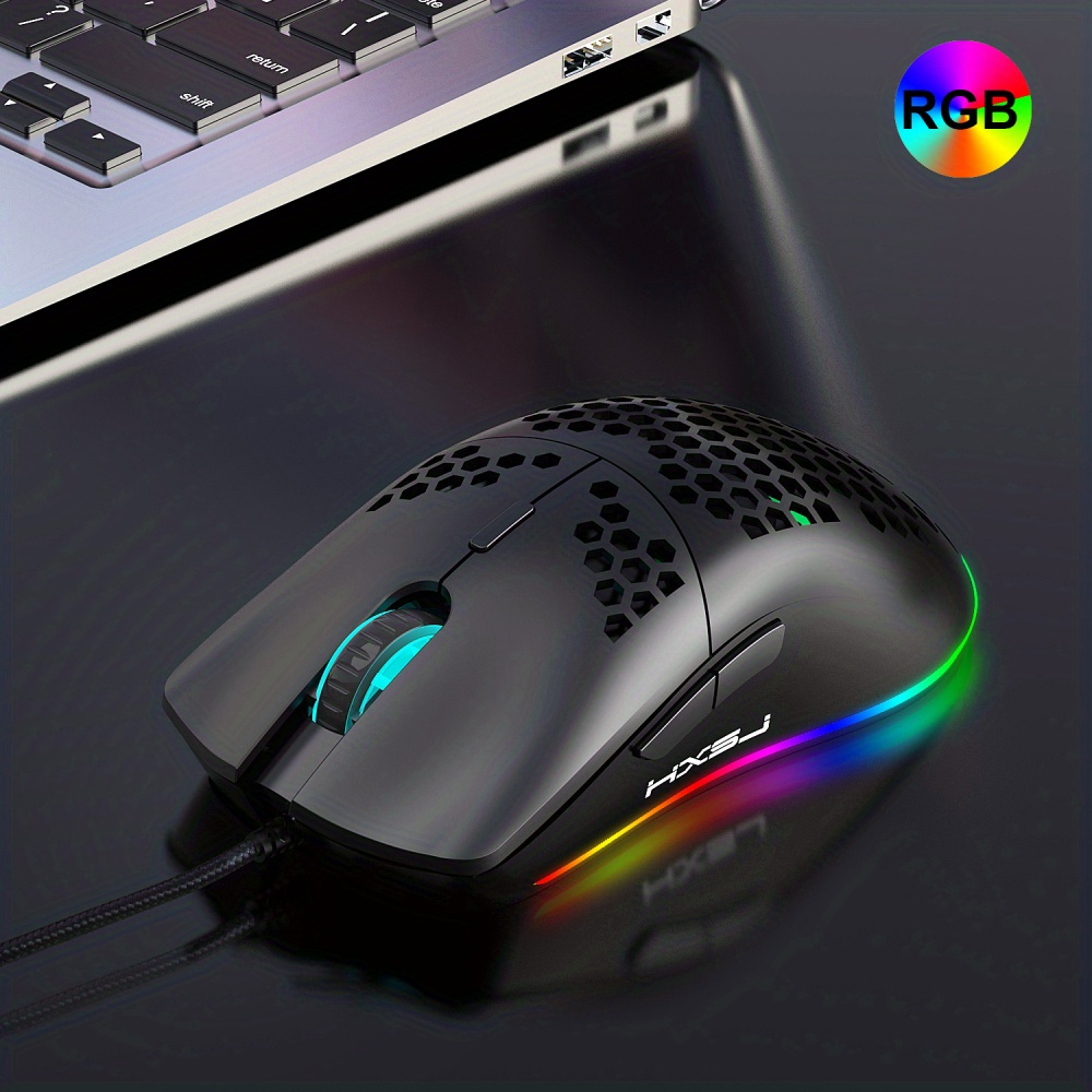 Hxsj Wired Usb Gaming Mouse Heat Dissipation Rgb Light - Temu