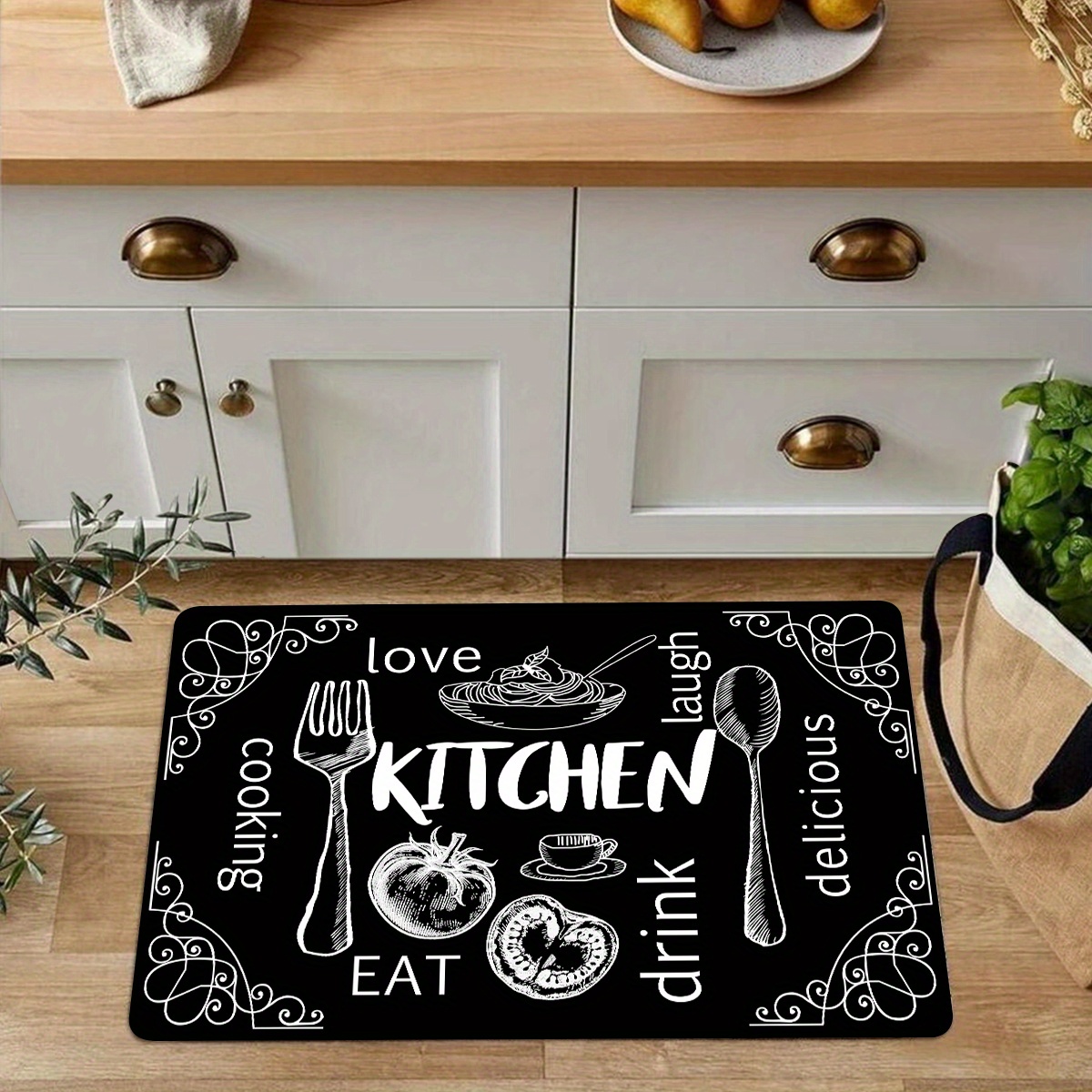 1pc anti   kitchen mat non slip thick cushioned kitchen rug runner rug heavy duty   standing mats waterproof kitchen laundry hallway carpet details 6