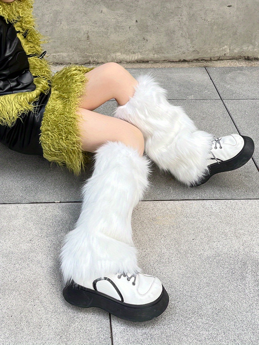 Women Faux Fur Leg Warmers Boots Socks Fluffies Boot Cover Warming Foot  Sleeve