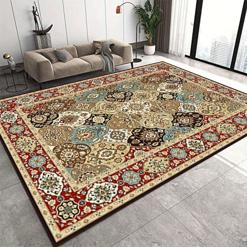 Vintage Boho Area Rug Large Stain Resistant Washable Prayer Rug