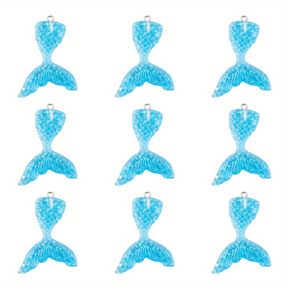 Shiny Mermaid Tail Resin Charms Pendants Flat Back Resin - Temu