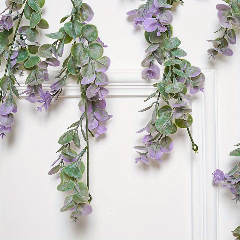 1 Pieza, Tallos Hojas Eucalipto Artificiales Flores Moradas, Guirnalda Eucalipto  Artificial, Vides Eucalipto, Ramo Boda Planta Tallo Hoja Verde Falso,  Decoraciones Verdes Interiores Exteriores, Decoración Habitación,  Decoración Hogar - Hogar Cocina - Temu