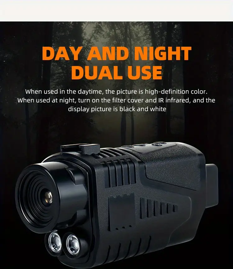send 32g memory card night vision device 1080p hd sports camera infrared night vision instrument 5x digital zoom hunting telescope outdoor day and night dual use 100 night built in rechargeable lithium battery hd photos and videos suitable for hunting camping details 3