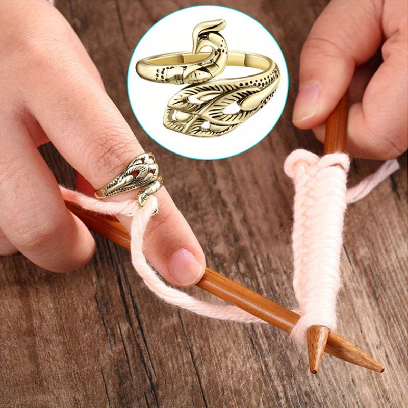 SUBANG 10 Pieces Adjustable Crochet Rings Knitting Crochet Loop Rings  Shaped Open Ring Adjustable Braided Ring Crochet Accessories for DIY