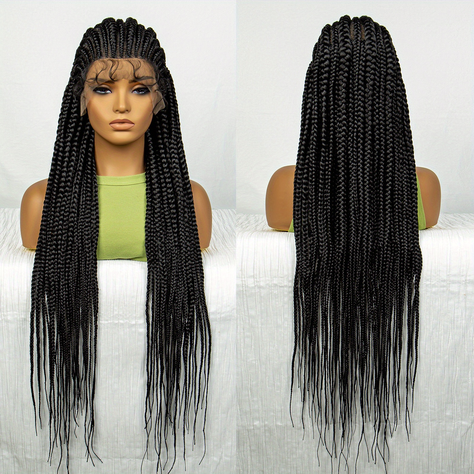 350 Ginger Color Full Lace Braided Wigs Synthetic Knotless Box