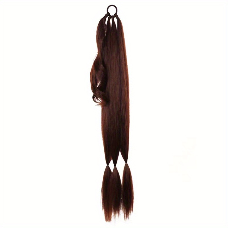 76cm Y2K Straight Braided Ponytail Extensions Rubber Band Synthetic Hair