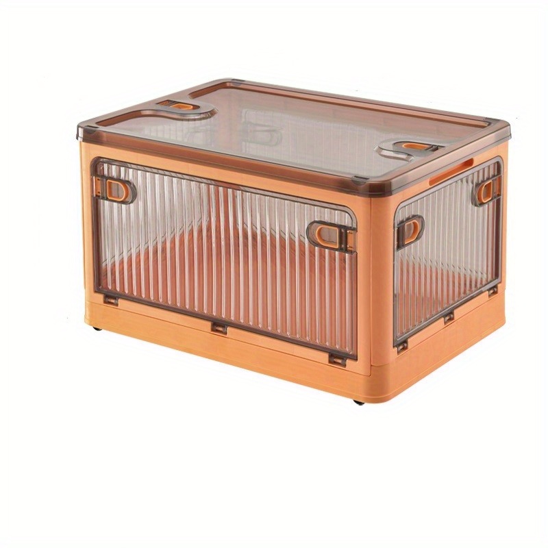 Transparent Folding Storage Box for Clothing Books Four Sided Open
