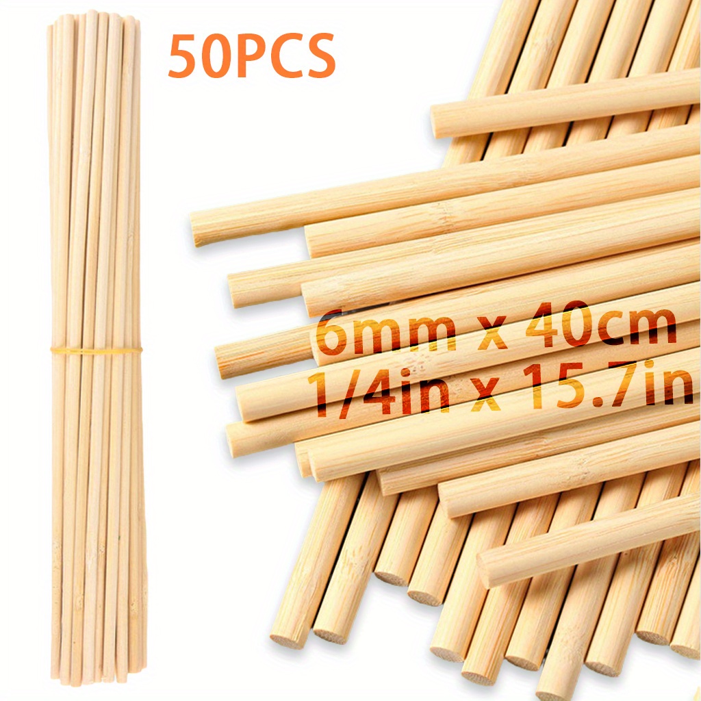 Unfinished Bamboo Stick Round Woodworking Smooth Dowel Rods for Crafts  Building Material Ornaments Boat Making , 20 Pieces 6×300mm 