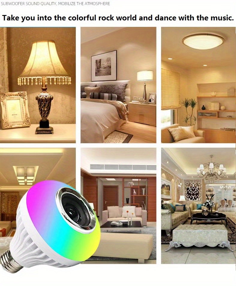 1pc smart led bulb rgb white light yellow light remote control can be connected to the phone play music 12 watt dimming color e27 bulbs living room hallway lamps with speakers details 12