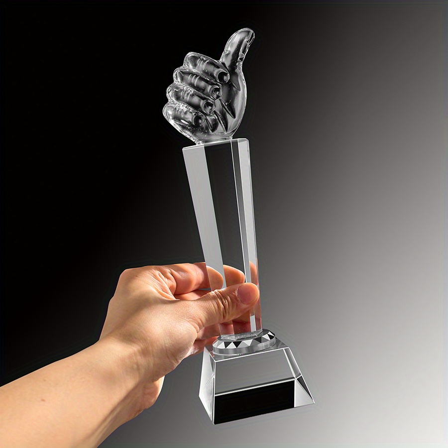 TEMU Elegant Crystal Glass Thumbs Trophy - Perfect For Employee Appreciation, Sports Awards, And Party Gifts