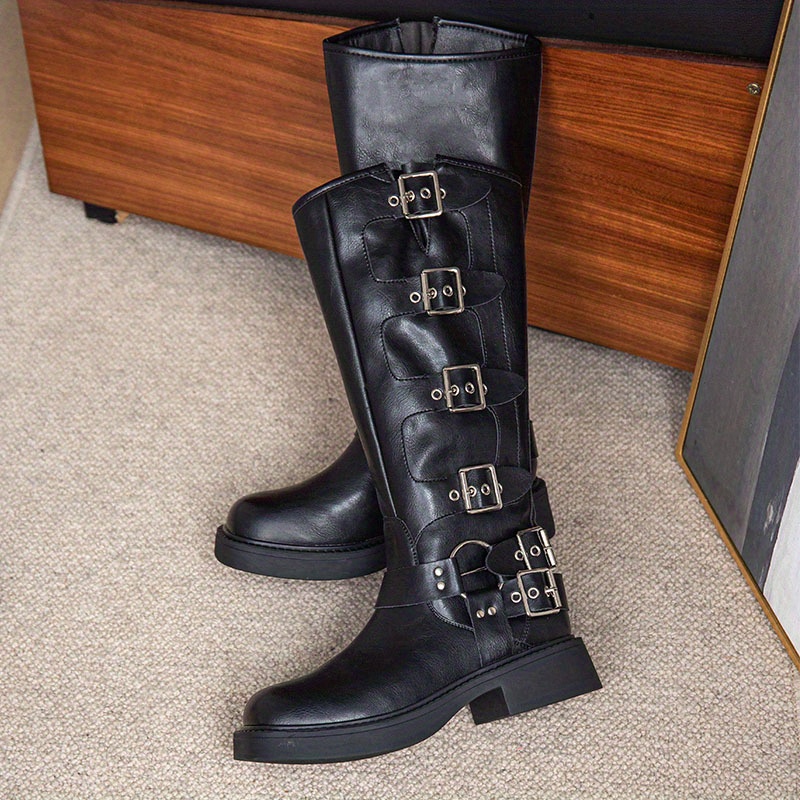 Mens black knee high hotsell combat boots