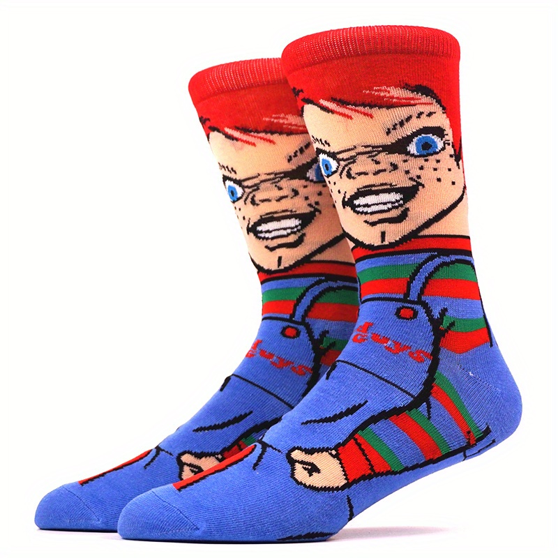 Calcetines divertidos de dibujos animados para hombre, paquete de 5  unidades, coloridos locos y lindos personajes, de algodón, novedosos  calcetines
