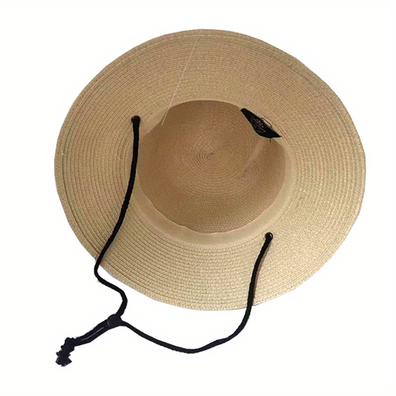 Milk White Vacation Sun Protection Hat, Men's 1pc Summer Sun Hat, Bucket Hats Beach Hat for Men and Straw Hat,Casual,Temu
