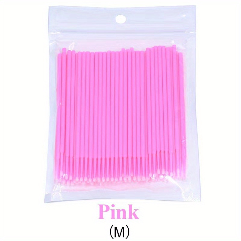 200PCS Micro Brush Applicator Pink Micro Swabs for Eyelash