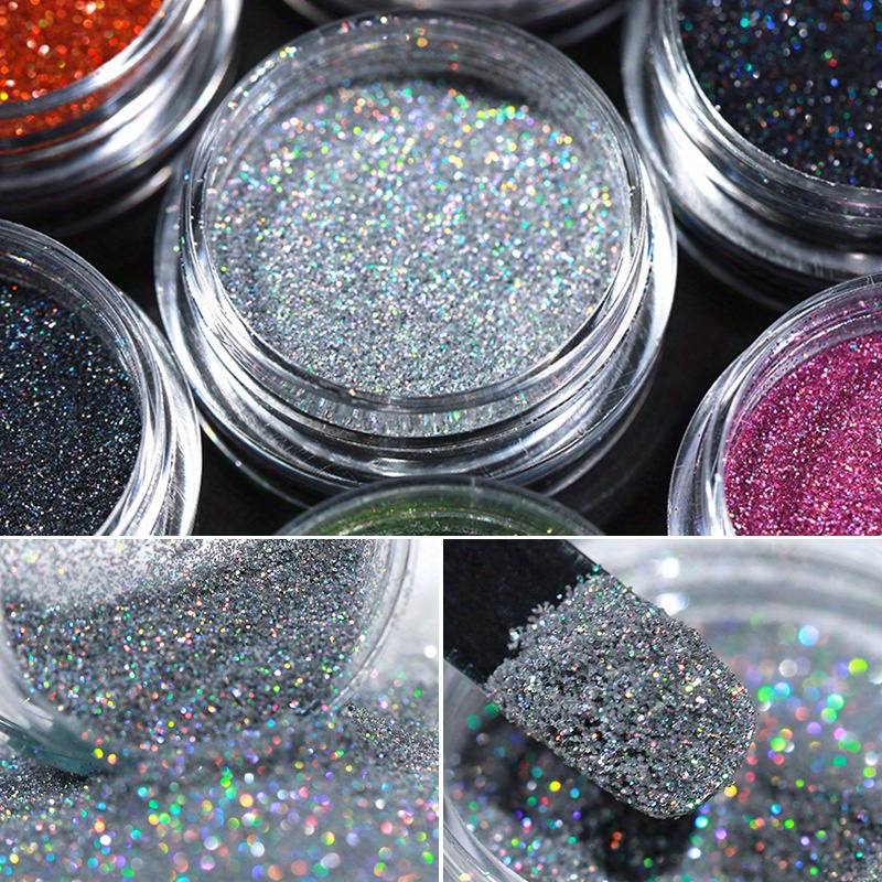 Broken Diamond Glitter Powder Bungee Aurora Burst Nail Patch - Temu