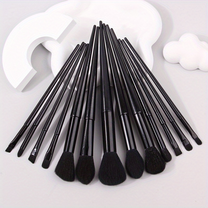 Black Handle Synthetic Premium - Set Makeup Brushes Bristles Temu
