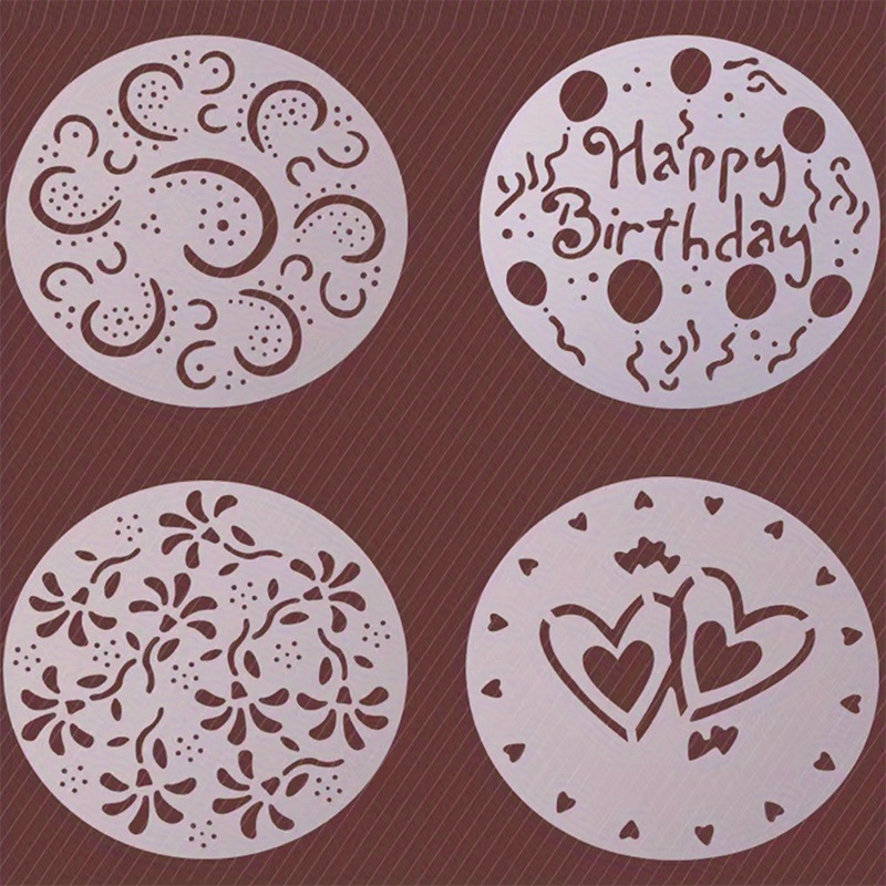 4pcs circle stencil for Practice Birthday Cakes Figurine Cake