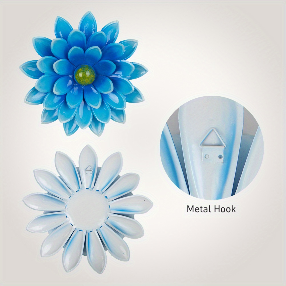 Metal Blue Flower Wall Hanging Handcrafted Multiple Layers Temu