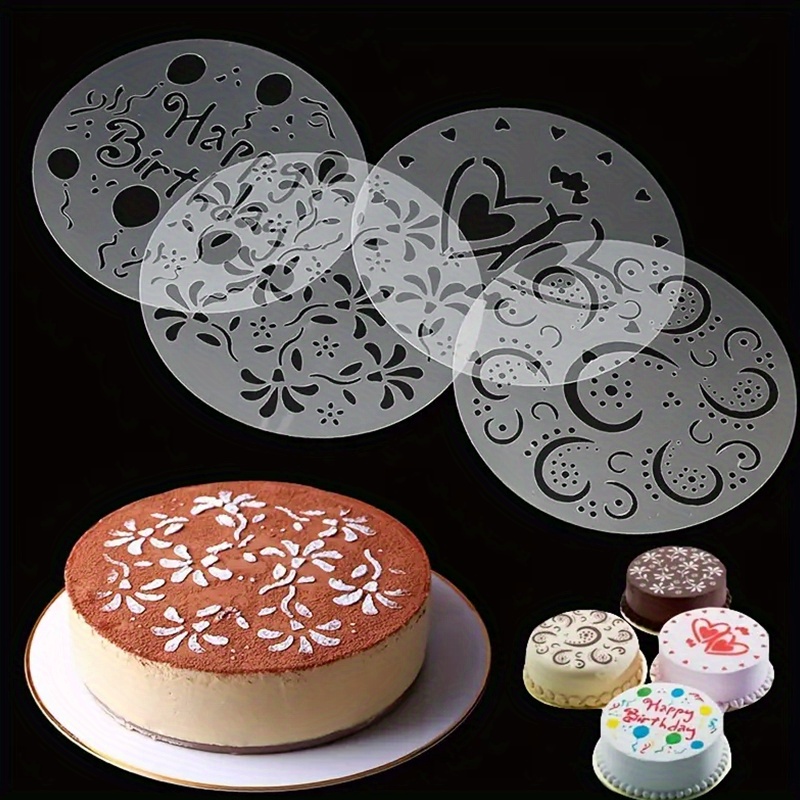 4pcs circle stencil for Practice Birthday Cakes Figurine Cake