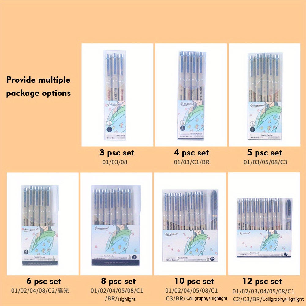 Giorgione Precision Micro line Pens Various Sizes Set Black - Temu