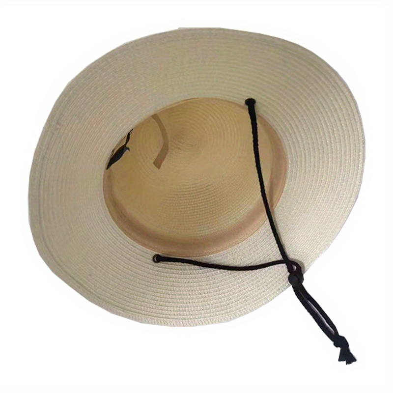 Milk White Vacation Sun Protection Hat, Men's 1pc Summer Sun Hat, Bucket Hats Beach Hat for Men and Straw Hat,Casual,Temu