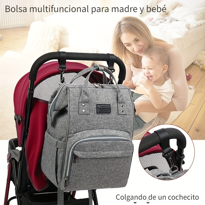 Mochila para pañales, bolsas de bebé para mamá y papá, bolsa de pañales de  maternidad, multifunción, impermeable, gran capacidad (gris oscuro + gris