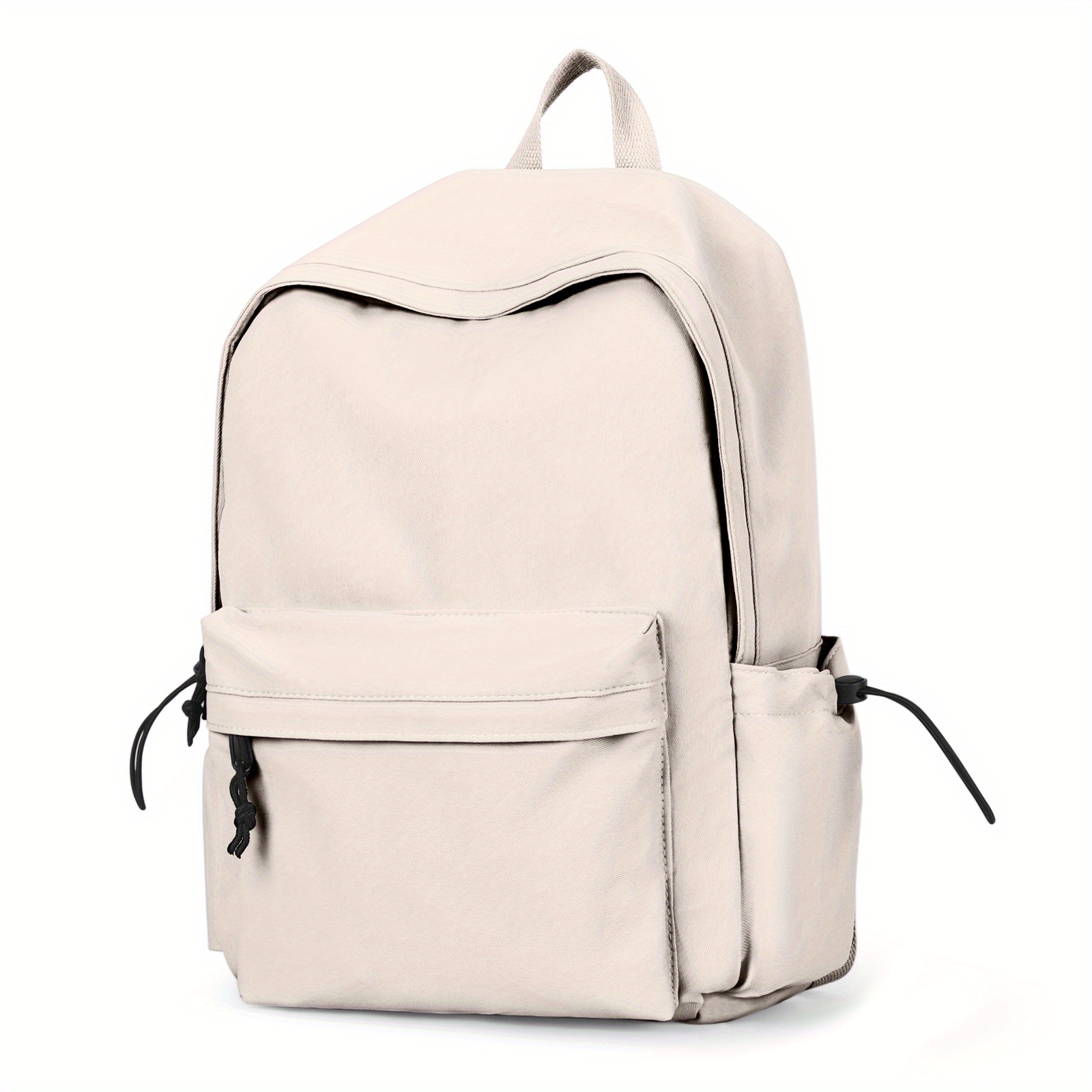 Solid Laptop Backpack Preppy Style Lightweight Travel Bookbag