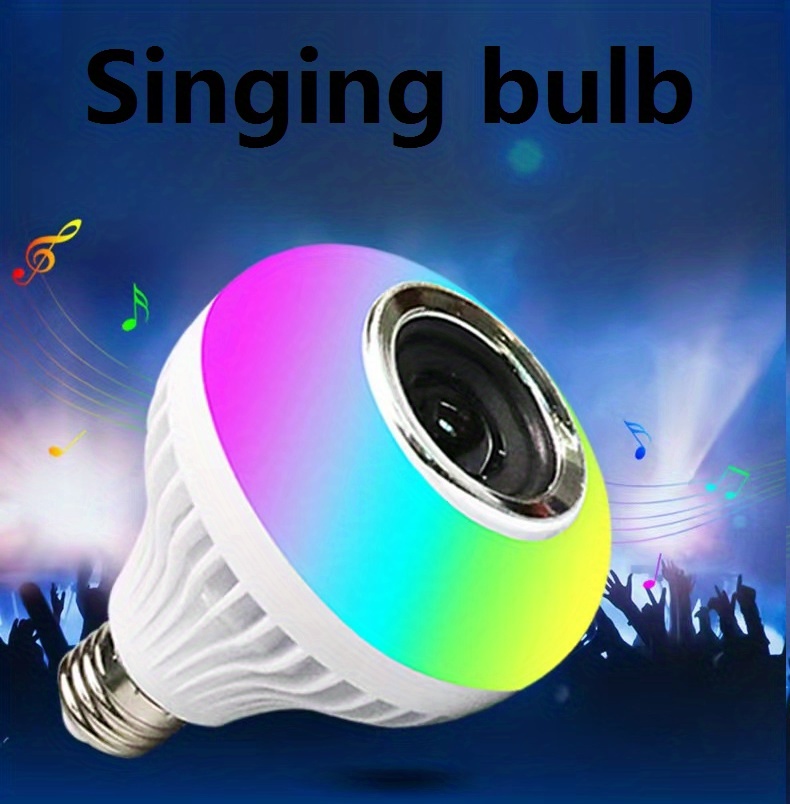 1pc smart led bulb rgb white light yellow light remote control can be connected to the phone play music 12 watt dimming color e27 bulbs living room hallway lamps with speakers details 8