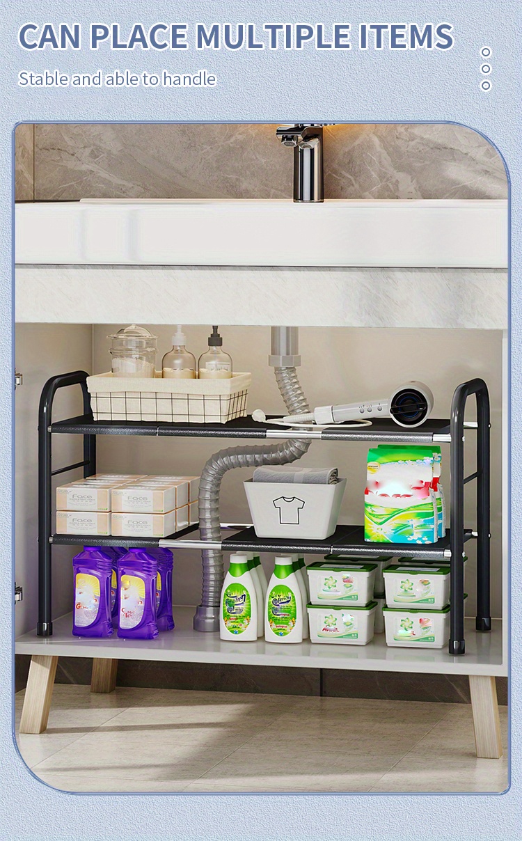 Sink Organizer Expandable Cabinet Shelf Organizer 2 Tier - Temu