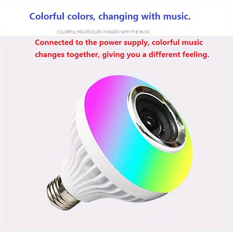 1pc smart led bulb rgb white light yellow light remote control can be connected to the phone play music 12 watt dimming color e27 bulbs living room hallway lamps with speakers details 5