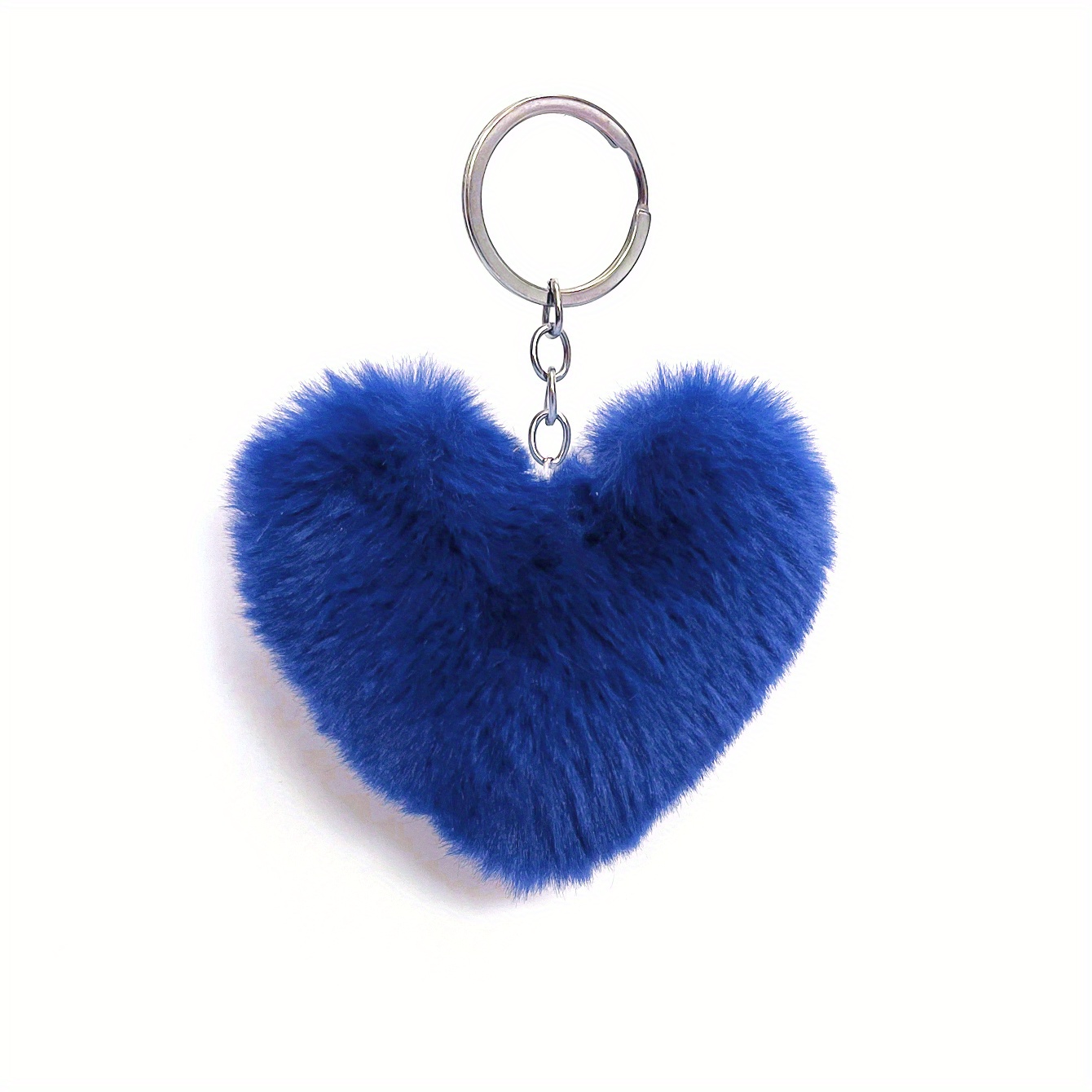 ikasus Plush Heart Keychain Cute Pom Pom Keychain Fluffy Plush Ball  Keychain Car Bag Backpack Charm Soft Keyring Pendant